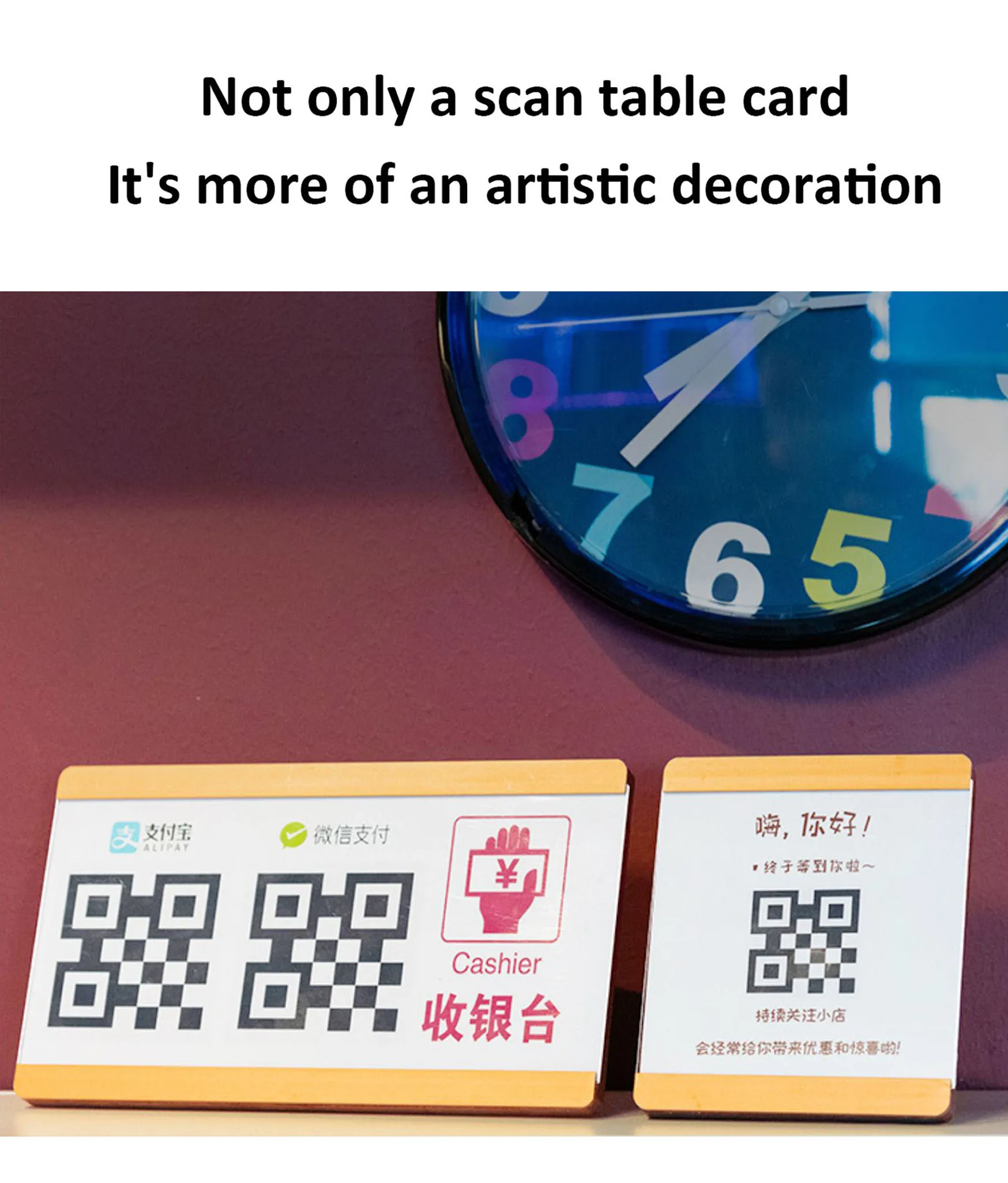 Acrylic Sign Holder Price Qr Menu Mini Photo Frame Wood Display Stand for Retail Store