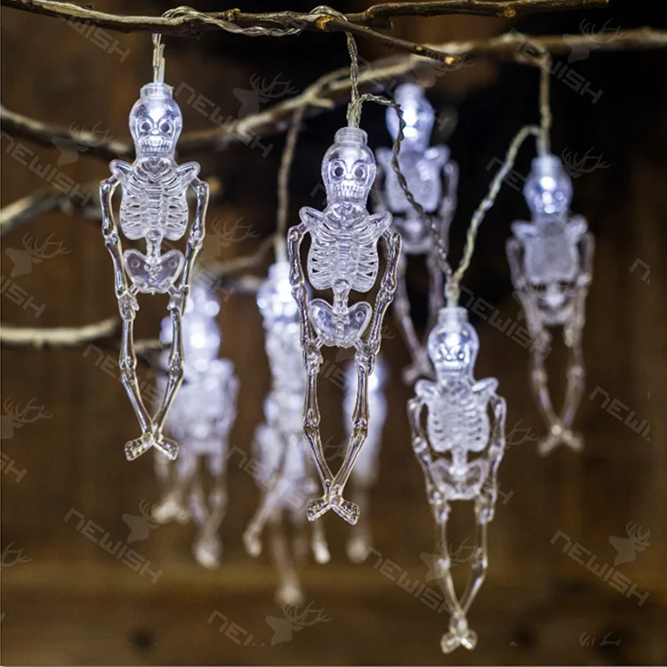 Battery Powered Halloween Ghost  All limbs movable plastic skull  Led Light String Outdoor Indoor Halloween Decorations