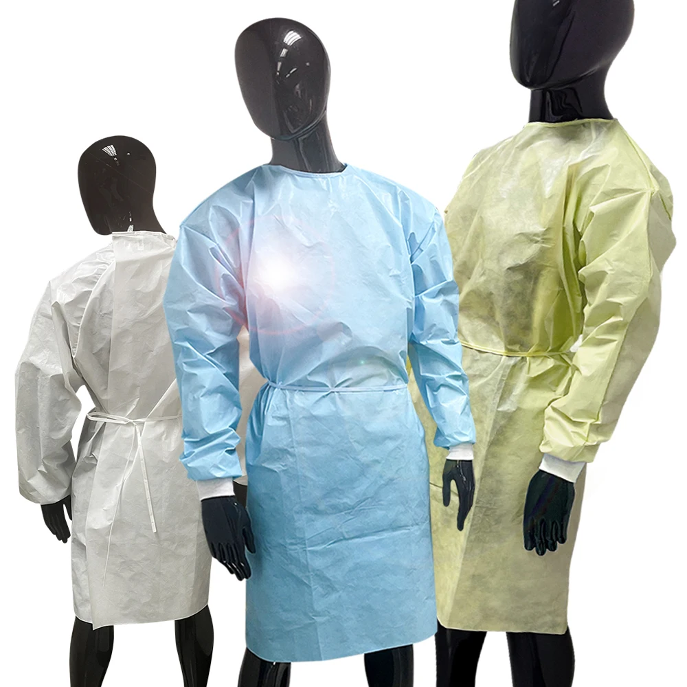 Quick Delivery Hot Sale Disposable Long Sleeve Non Woven Blue Aami Level 3 Gown For Adult
