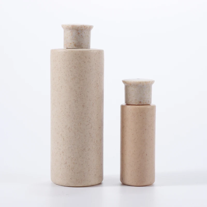  50ml 100ml 250ml 500ml Envinmental Protection Biodegradable Cosmetic Packaging Container Wheat Straw Pe Plastic Pump Bottle