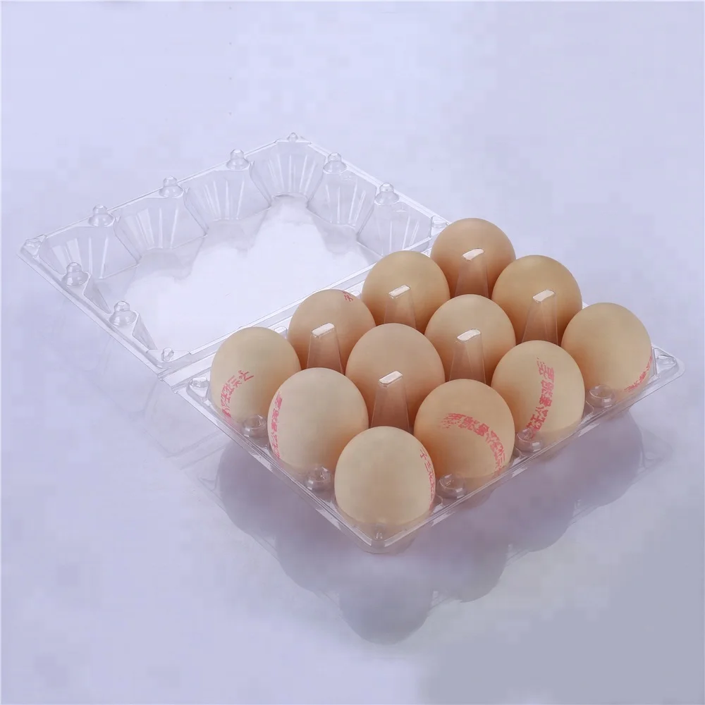 
Customized 12 holes PET/RPET clear egg tray supplier disposable plastic egg boxes tray for sale 