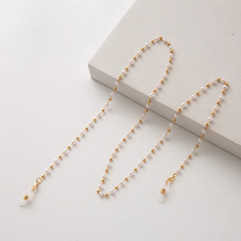 Цепочка для очков для чтения женская, элегантная цепочка с жемчугом, держатель для очков