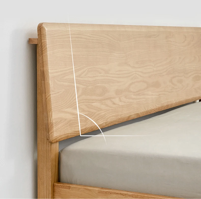 Wood Cottage Style Platform Bed with Headboard Nordic Solid Wood Bed Single Modern Simple Bedroom Apartment Furniture Factory