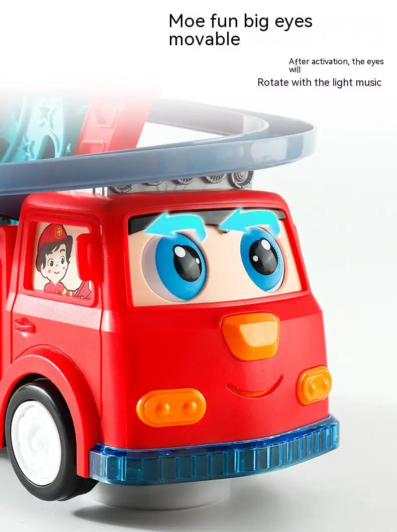 Hot selling fire rail car light music duck slide rotating ferris wheel universal Automatic obstacle avoidance car kids toy