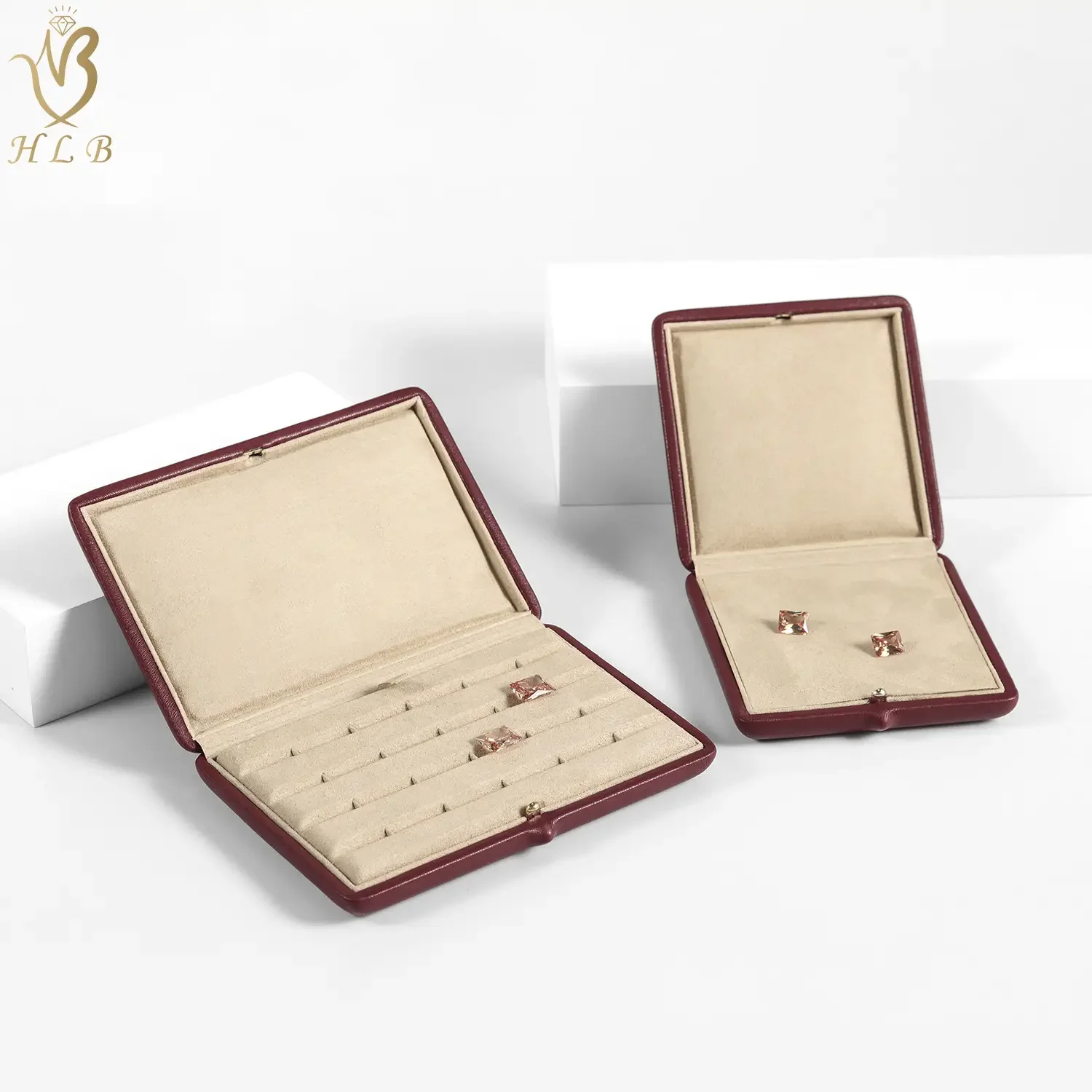 China Factory OEM luxury box packaging custom leather loose gemstone box travel jewelry case
