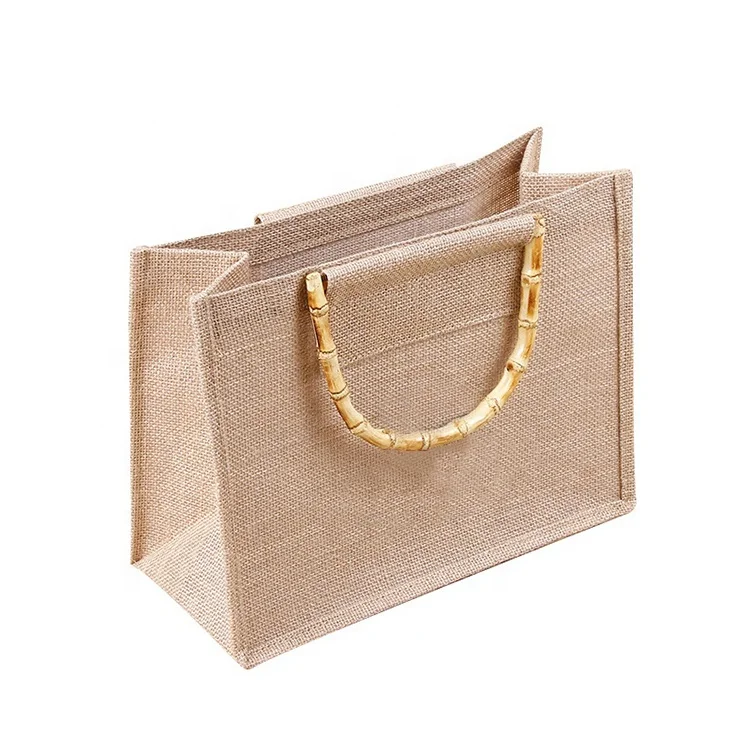 Wholesale Big Size Custom Logo Burlap Jute Tote Bag with Waterproof Plastic PE Coating Lining for Potato Shopping Gift Wine