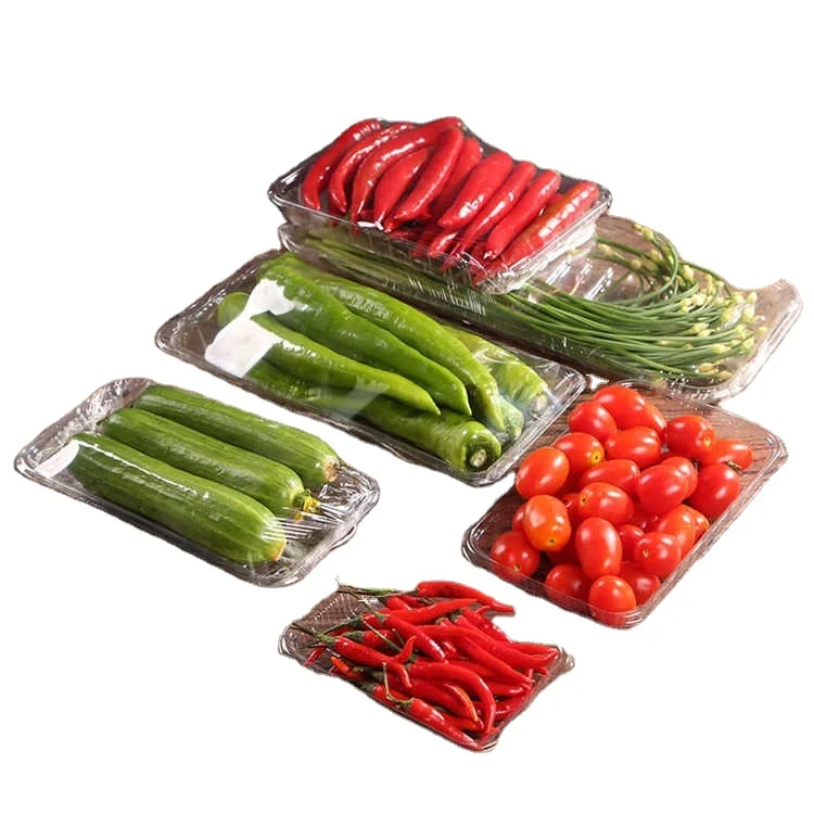 Disposable fruit and vegetable packaging box transparent rectangular food grade plastic tray
