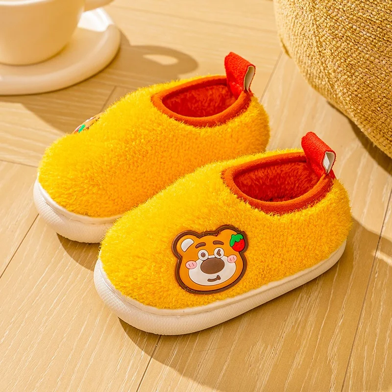 Warm Cute Cartoon Travel Outdoor Slippers plush slippers For Kids baby thickened warm indoor shoes