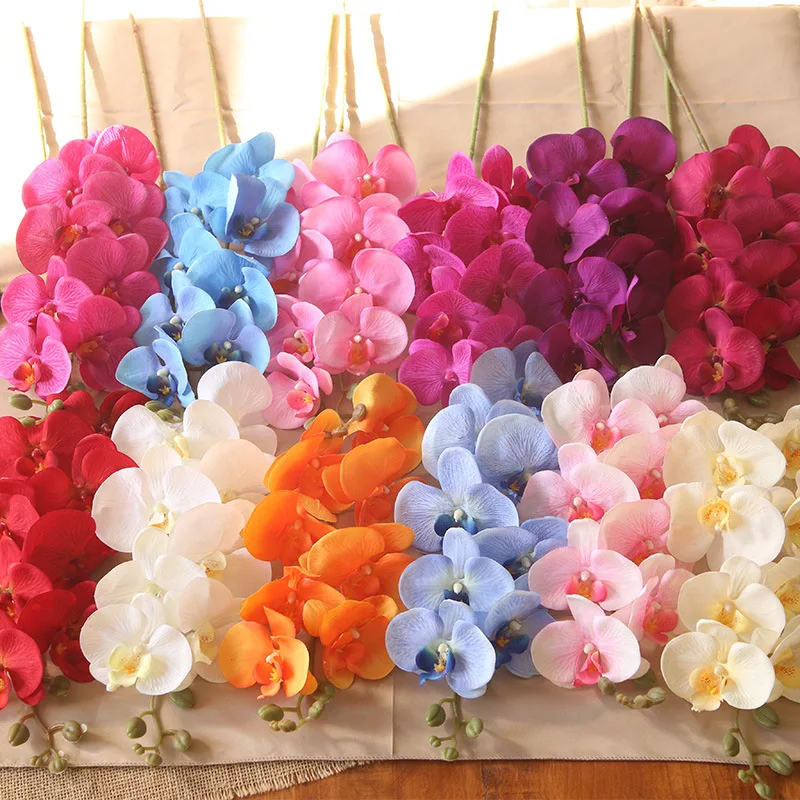 Artificial Decorative Silk Orchids 9 Heads Artificial Orchid Phalaenopsis for Wedding Event Decoration Flower