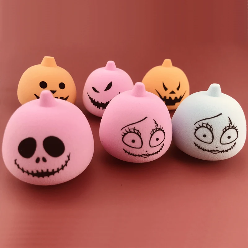 2022 Hot Sale wholesale Low Moq Custom Private Label Logo Super Soft Cute Puff Ghost Scream Pumpkin Makeup Sponge
