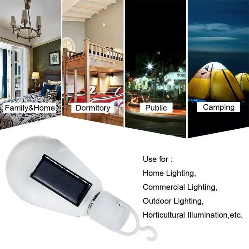 Солнечная светодиодная лампа 7W 14LED лампочка Портативный солнечной лампы аварийного освещения E27 база для кемпинга Туризм палатки Солнечный сарай в закрытом помещении и на открытом воздухе использования