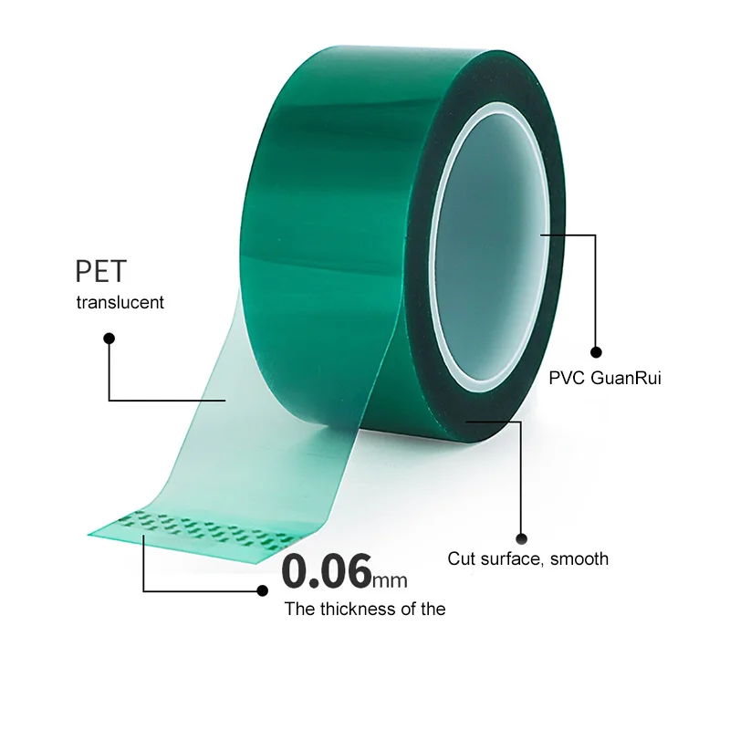 Powder Coating Heat Self adhesive Tape Polyester  Green Masking PET for Painting Anodizing Application