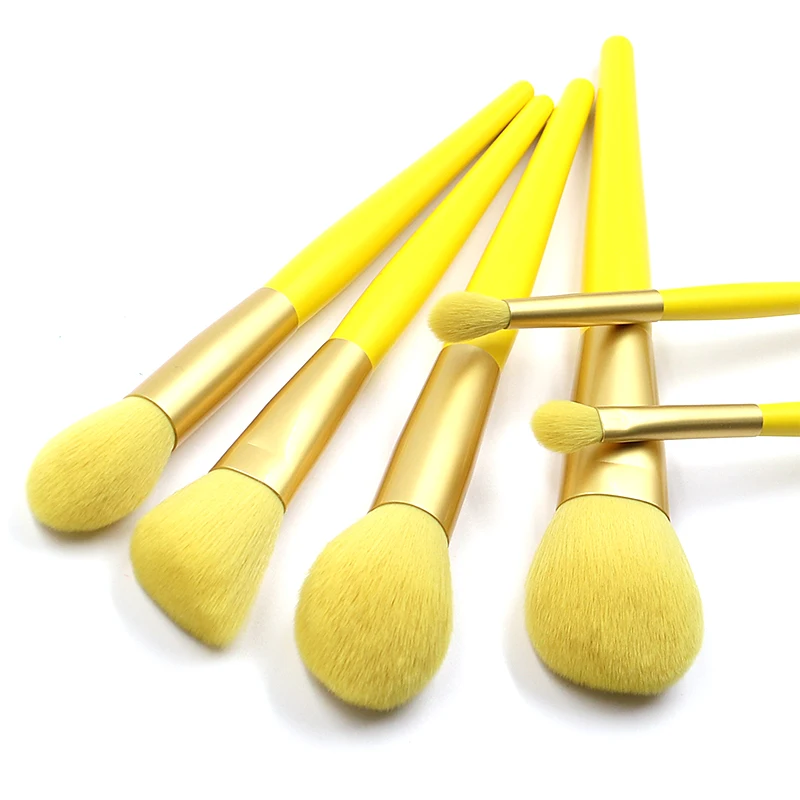 Beautydom Vegan Makeup Brush Sets 6PCS Private Label Custom LOGO Yellow Synthetic Hair Makeup Brush