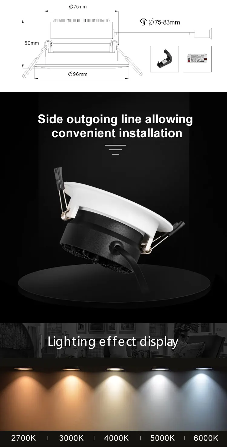 Anti glare ultra-thin led downlight housing smart dimmable 10W recessed led downlight