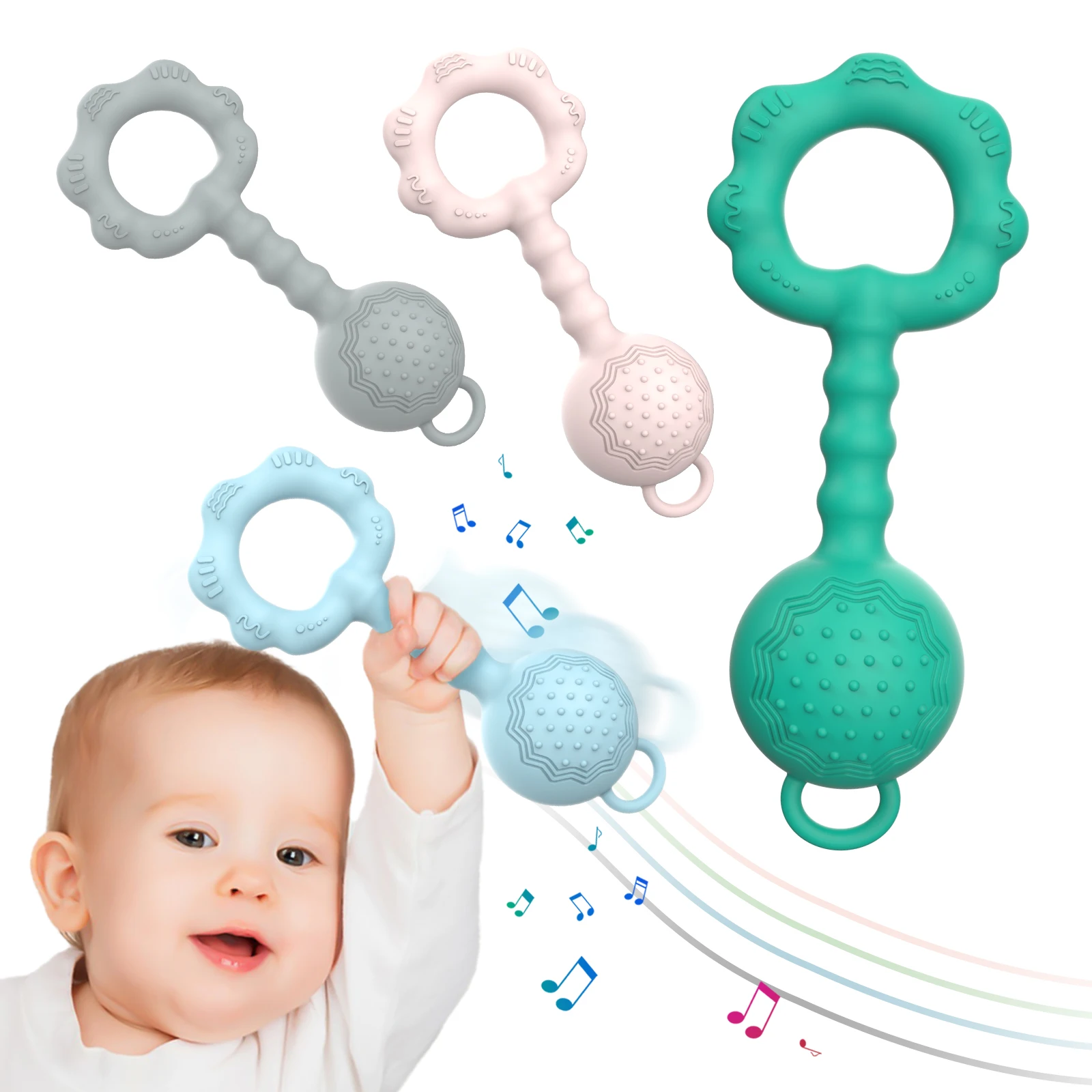 Baby 0-12 Months Food Grade Teething Toys For Babies 0 3 6 9 12 18 Mo Toys Silicone Baby Teething Teethers Toys