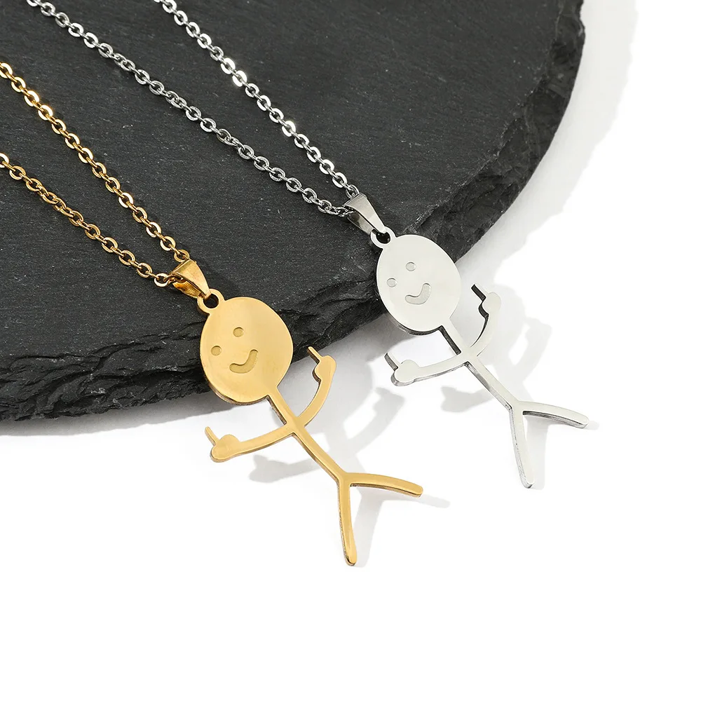 Funny Doodle Necklace For Men Middle Finger Pendant Fashion Personalized Hand Gesture Necklace Hip Hop Fuxk You Necklace