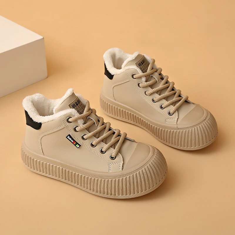 Wholesale Furry Walking Casual Wear-resistant Sneakers comfortable Cotton-padded Shoes Outdoor Thick-soled Snow Boots Women