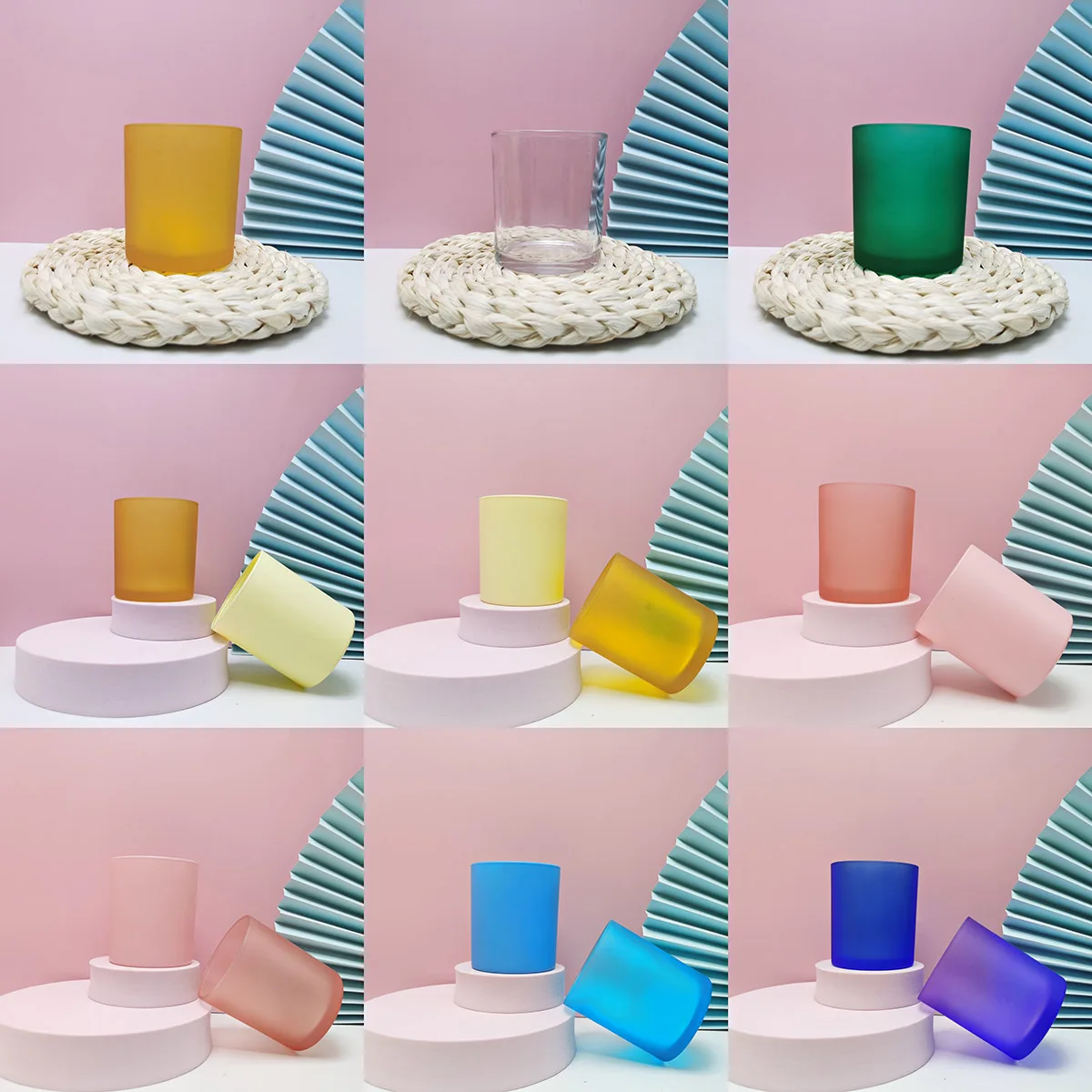 High Quality empty glass jars bottles solid color round decorative candle jars for candle making wholesale