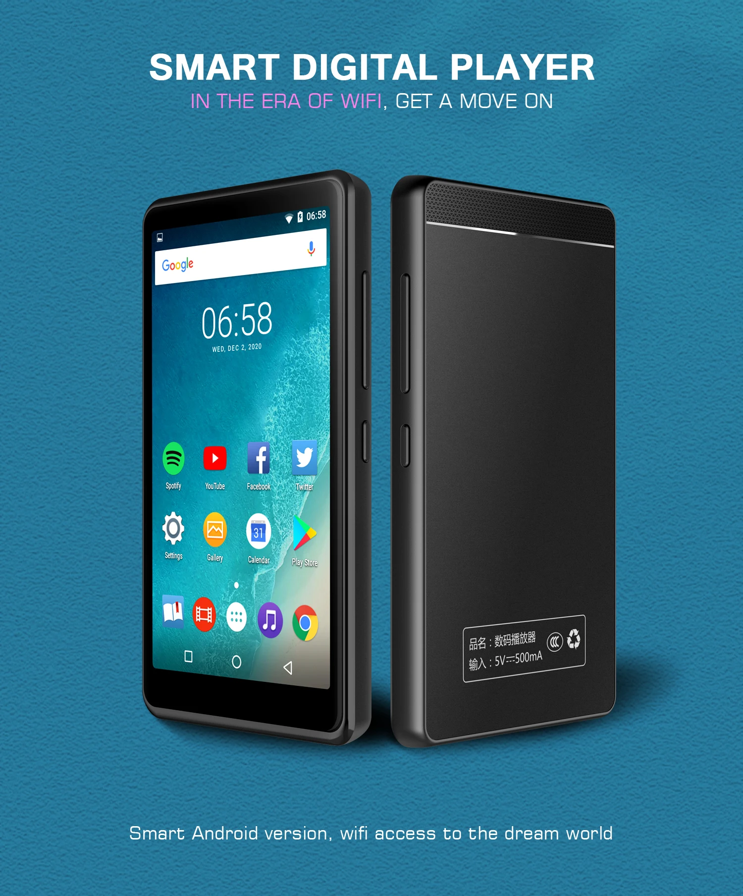 Touch Screen MP4 player with 4.0 inch IPS Screen muti-functions of FM Radio WIFI & bt max support 512G TF cards
