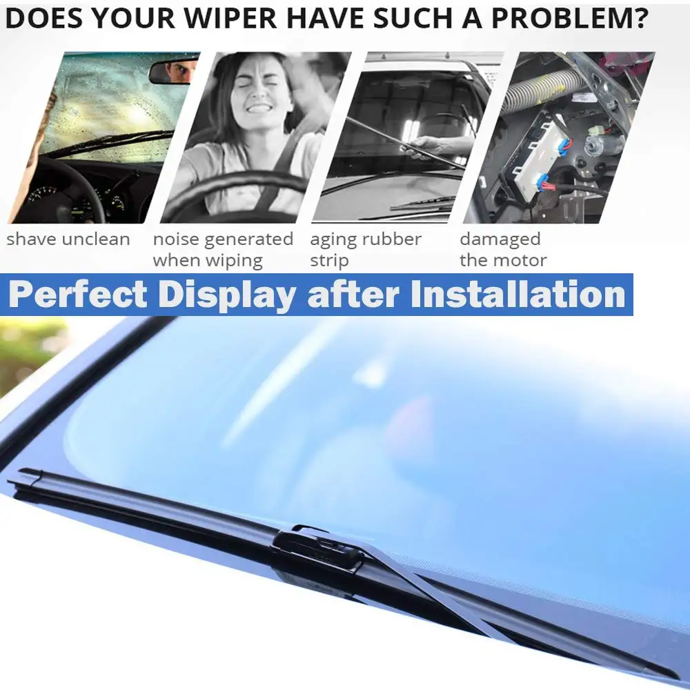 Dropshipping Wiper Blades Universal U/J Type Soft Frameless Bracketless Auto Car Windshield frameless Wiper