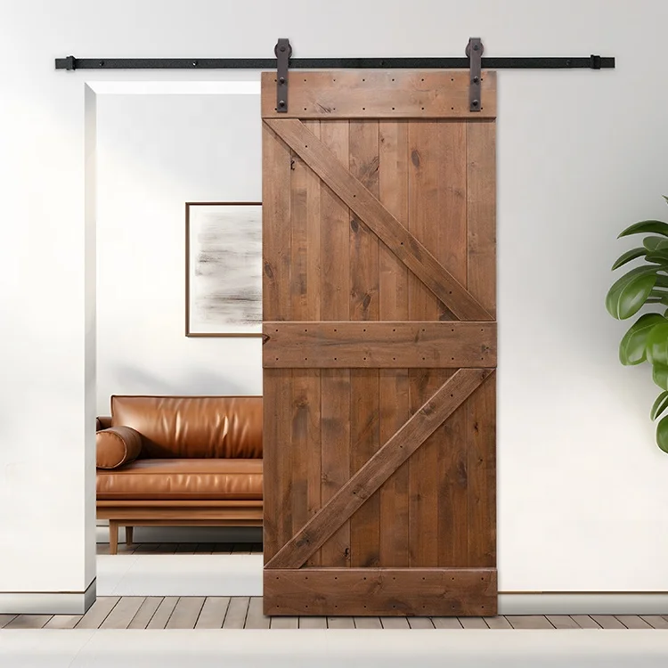 Oak Wood American Designs Barn Door for Bathroom Interior Wooden Barn Doors