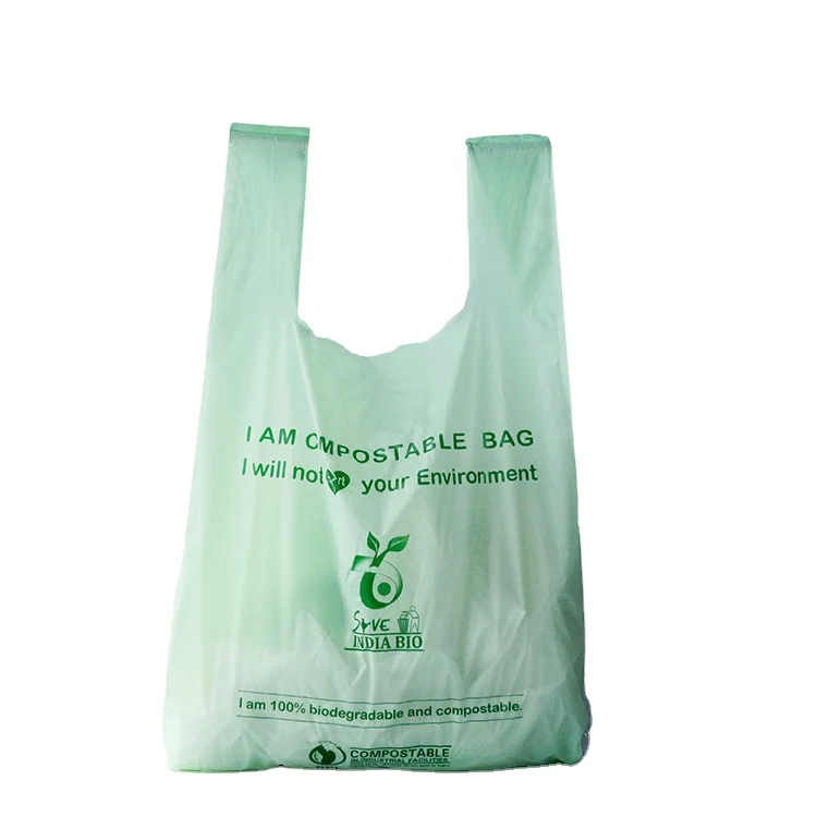 100% biodegradable compostable free plastic corn starch+pla+pbat shopping bags supermarket grocery bags