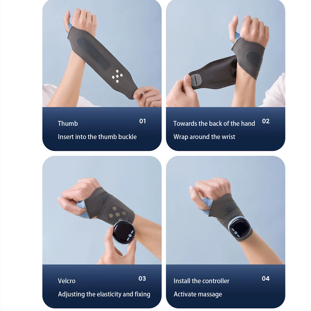 Portable Electric Wrist Support with EMS and Heat Function Ideal for Pain Relief and Wrist Injury Recovery