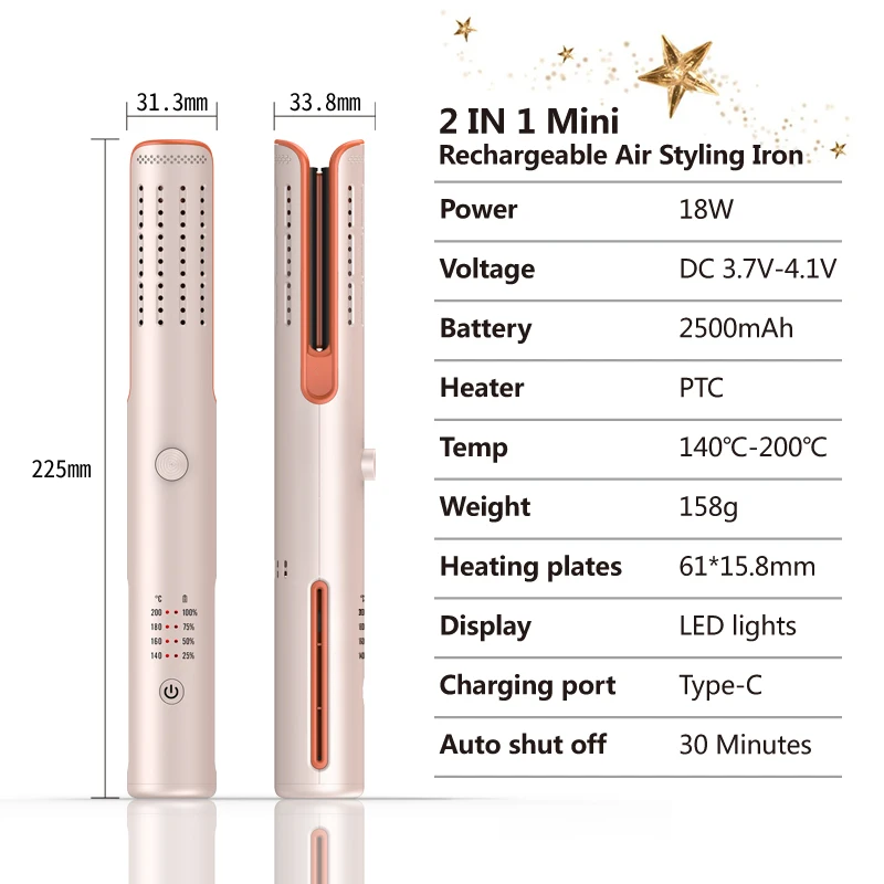 Factory New Launched USB Cordless Portable Mini Hair Straightener and Hair Curler Traveling Flat Iron Wireless Hair Iron
