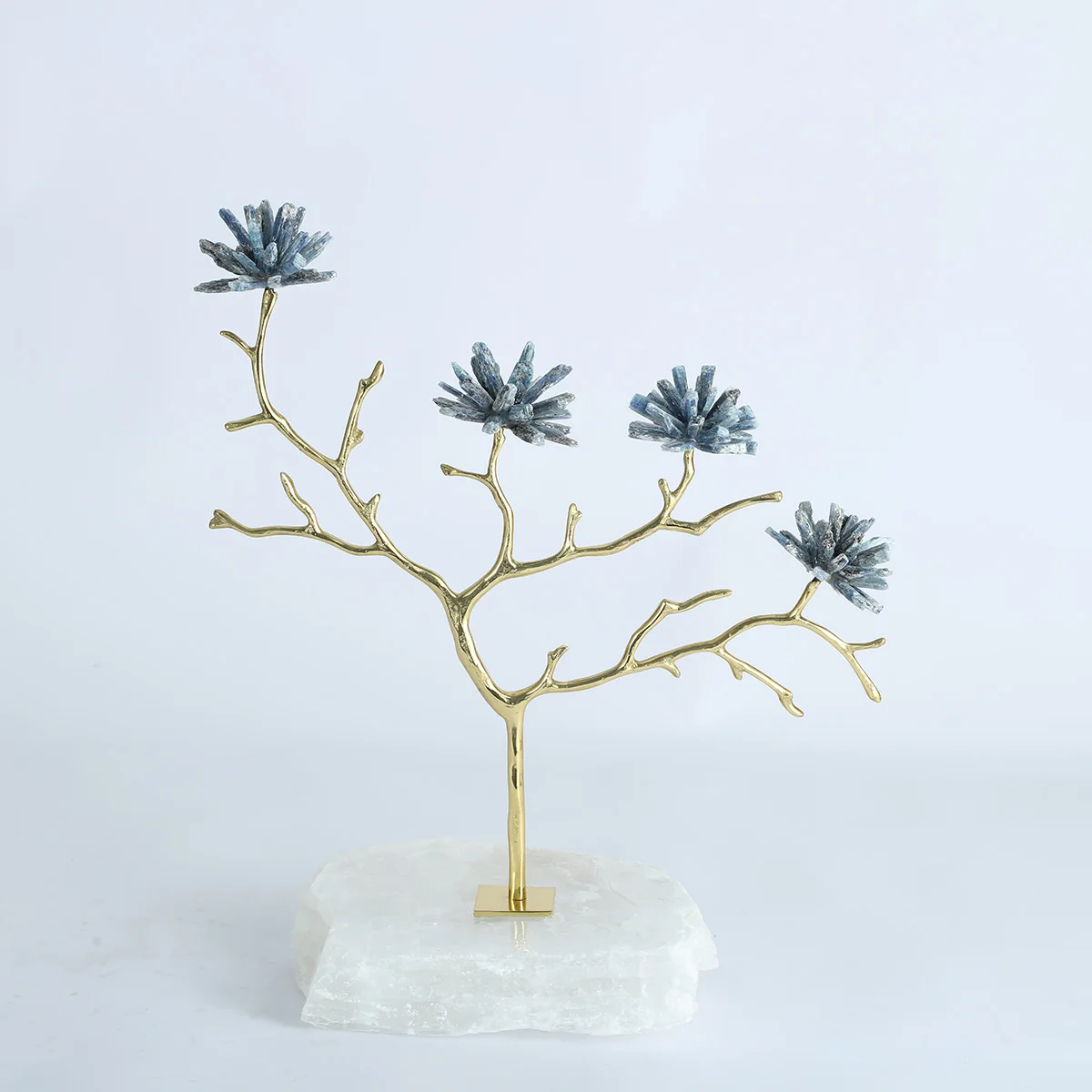 luxury Home goods crystal copper tree Natural Raw Gemstone Polished blue Folk Stone gift  Decor Art Style  Ornament