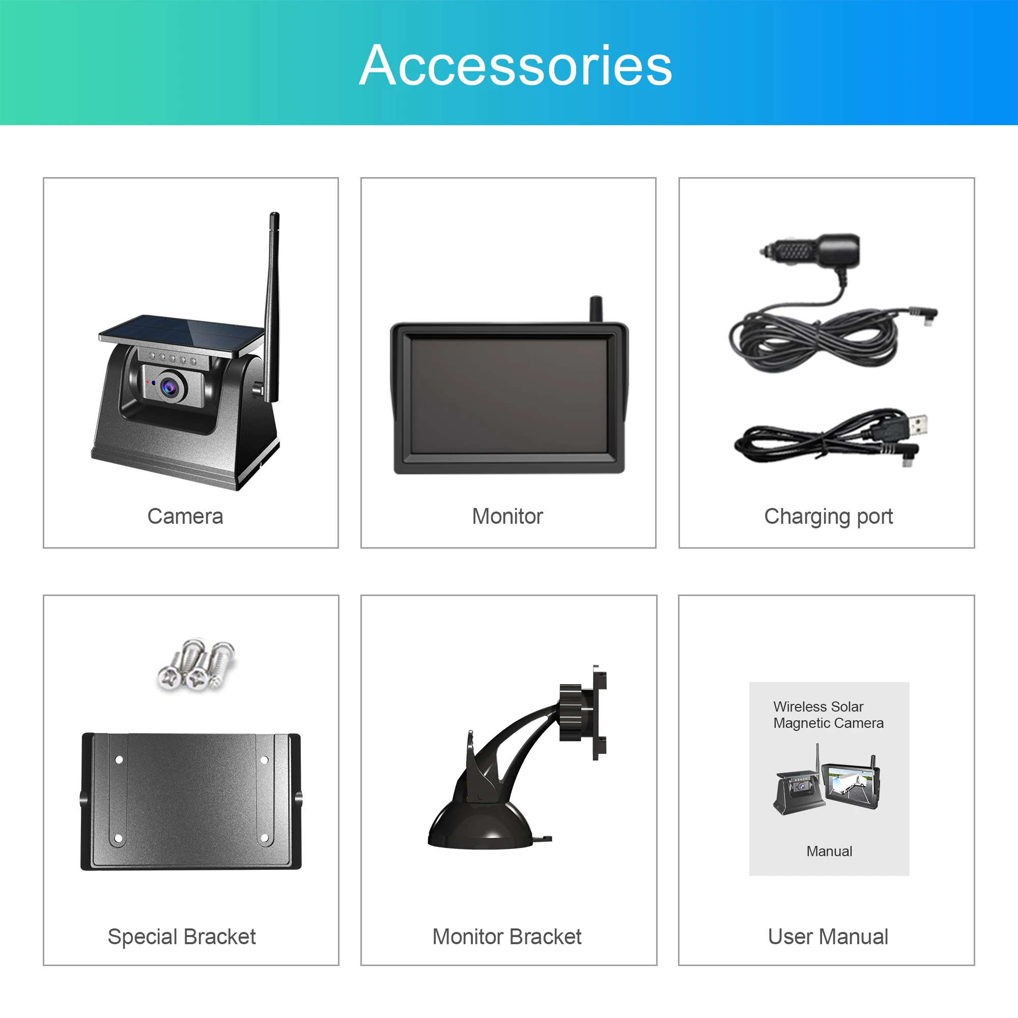 New popular Solar Wireless Backup Rearview rear view Camera magnetic 10000MA battery  Car RV Truck Trailer Camper Home