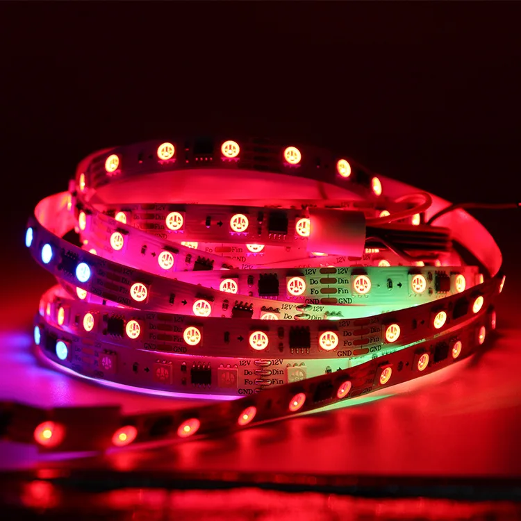 RGB running led strip LB1934A   2818 break-point transmission 5m/reel 12/24v dc 3leds 1 pixel strips