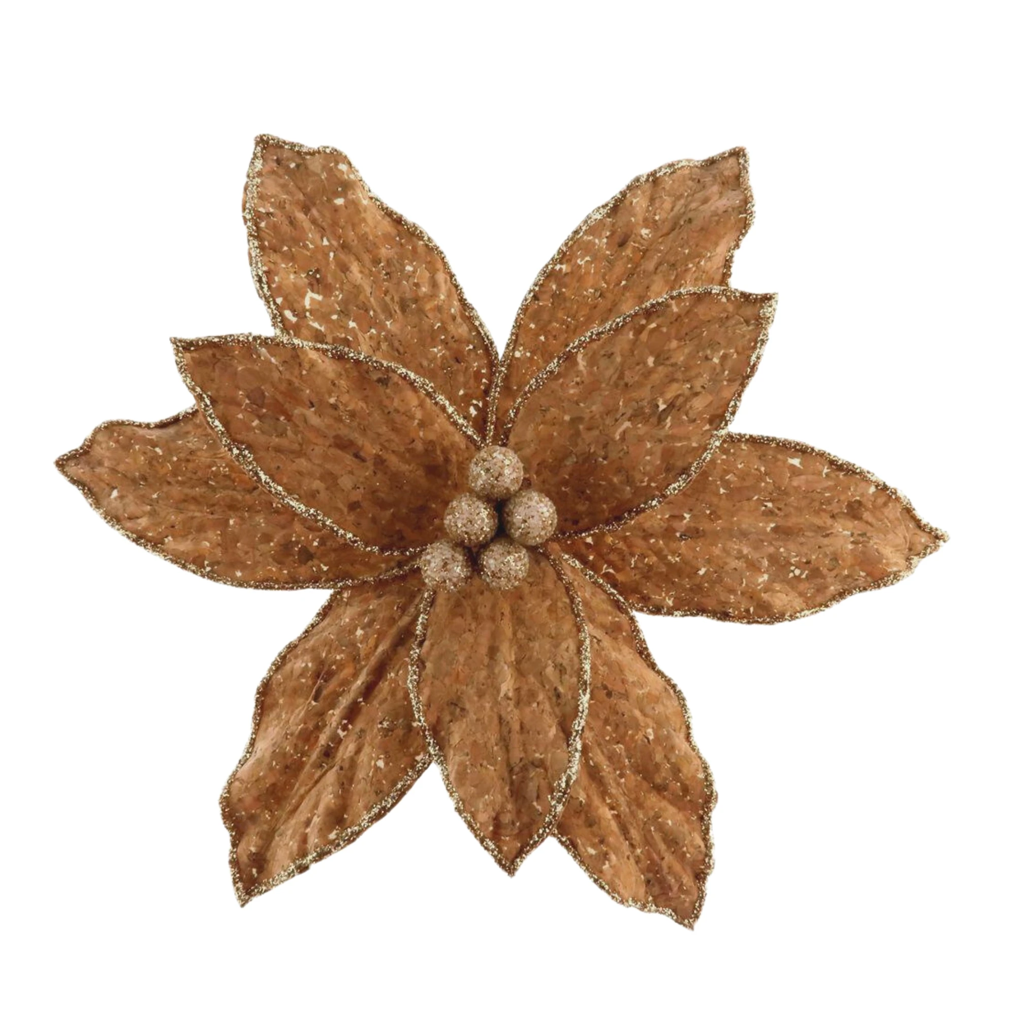 Christmas Decor Artificial Flowers Gold Glitter Edge Fall Series Rustic Christmas Poinsettia Flowers Glitter