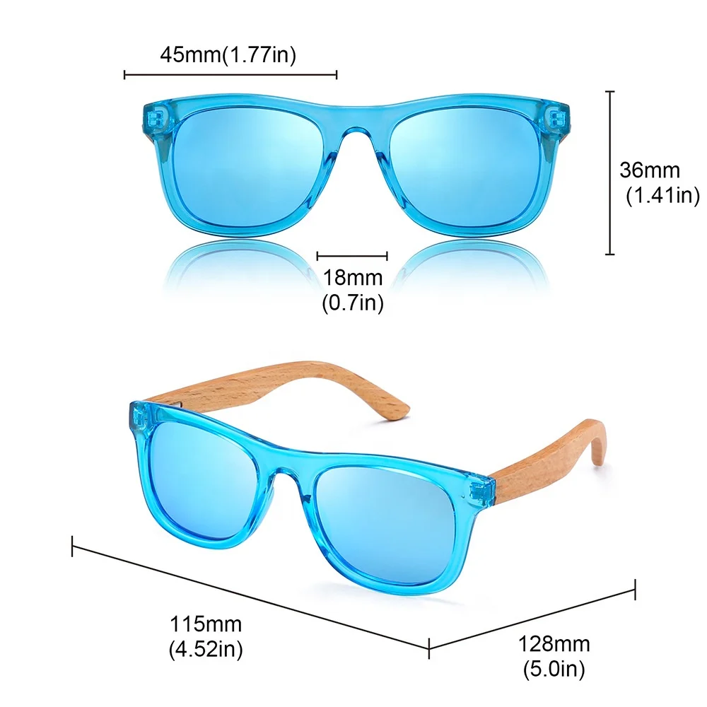 Wholesale Wooden Bamboo Children Kids Polarized Anti-UV with Engraved Brand Logo Print Wood Sunglasses Polarized For Girl Boys