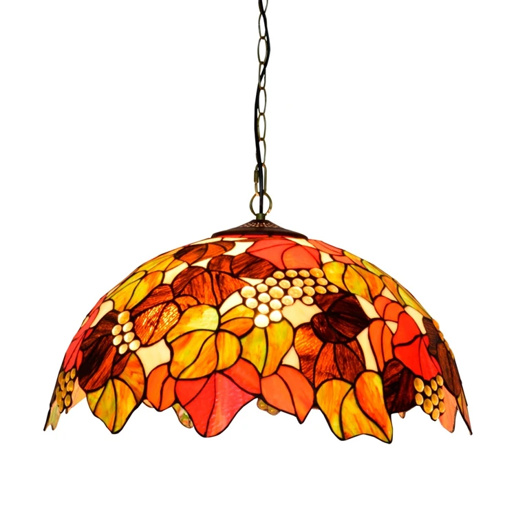 
20 inch retro Red grape Ceiling pendent light Tiffany stained glass Restaurant Bar Club bedroom Lobby corridor LED pendent lamp 