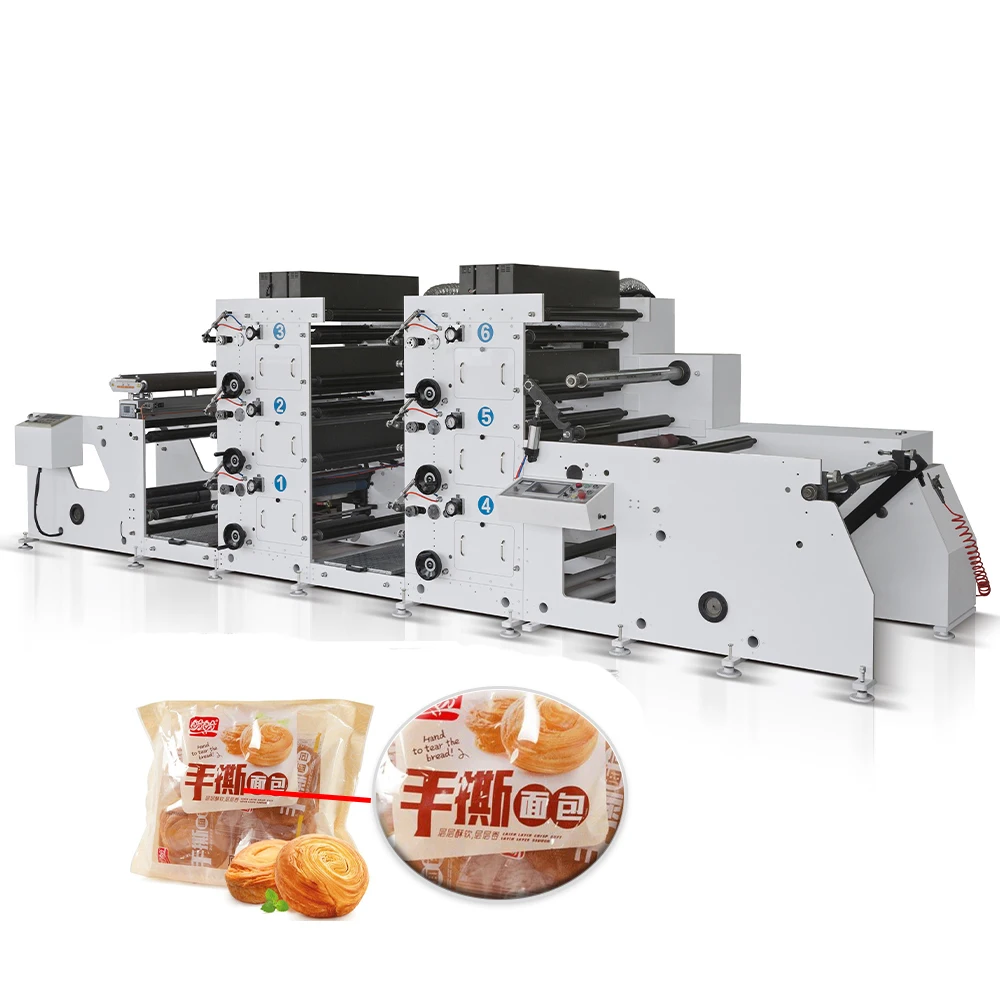 Automatic Plastic Film Adhesive Label Flexo Printing Machine Self Sticker Flexographic Printer Equipment with UV Oven