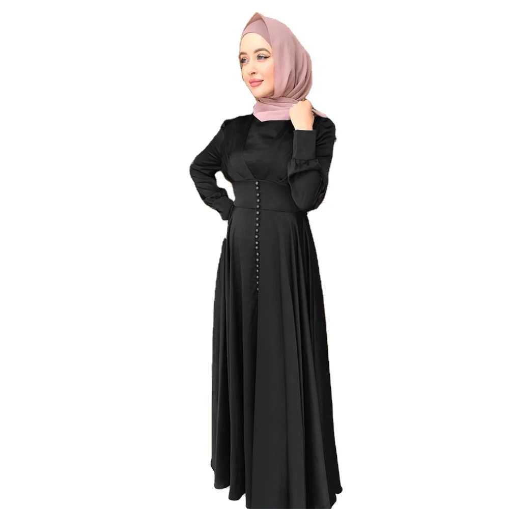 2021 New Abaya Dubai Wholesale Elegant Muslim Women Maxi Dress Arabic Islamic Fat Ladies Clothes Long Sleeve Party Dress