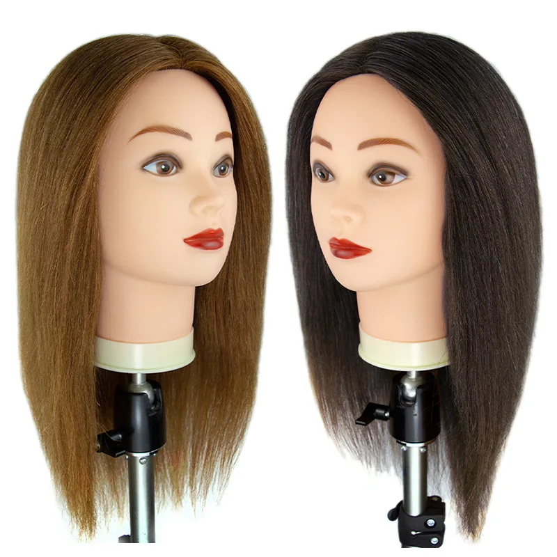 Female  natural Hair Salon Beauty Styling  Teaching Head Practice Head Hair Dummy Training Mannequin Head with Hair