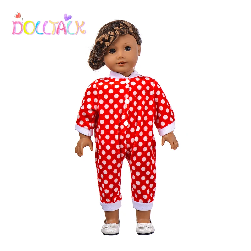 Amazon Fashion 18-inch American Doll Customized  Button Autumn One-piece Pajamas Doll Clothe
