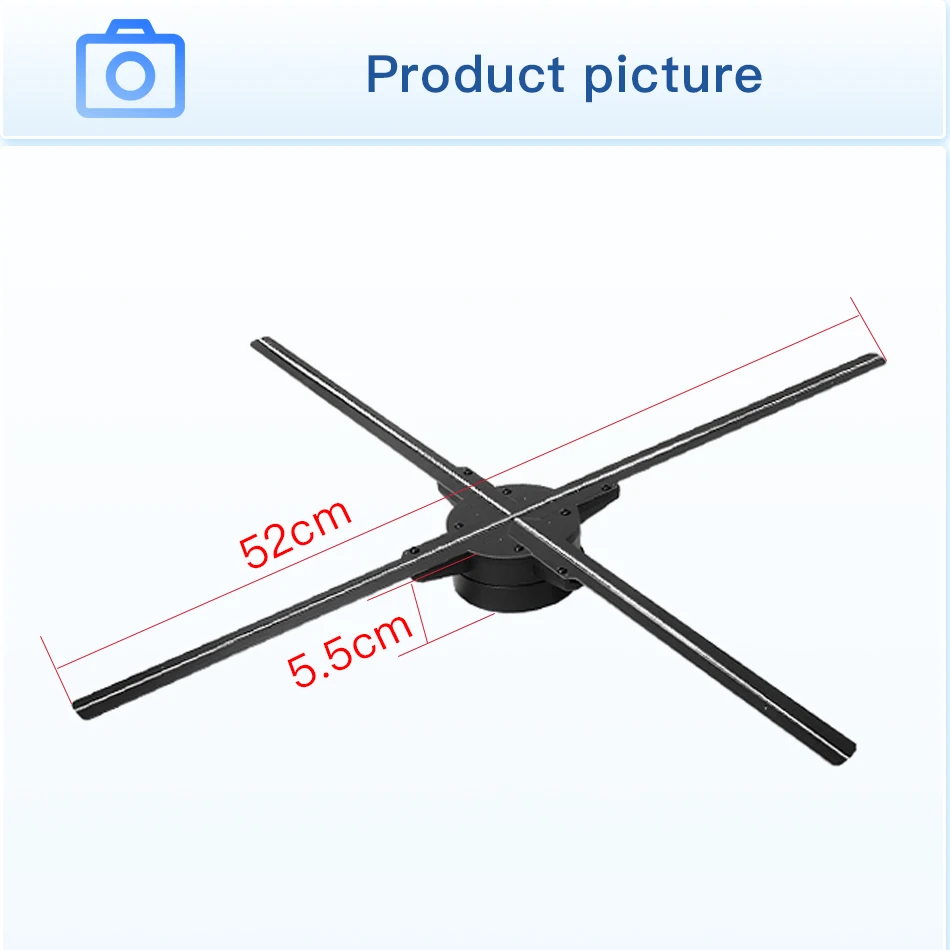 Fast delivery advertising 4 blade HD LED fan 3d hologram projector hologram fan 52cm 3D holographic display remote app control
