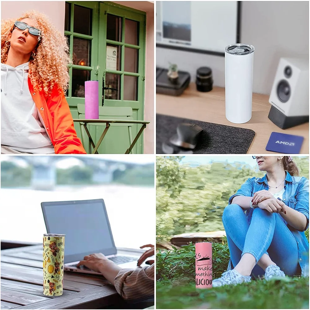 With Lid And Straw Sippy Cups Stainless Steel Double Wall Vacuum Insulated Straight 20 oz 20oz Blank Skinny Sublimation Tumbler