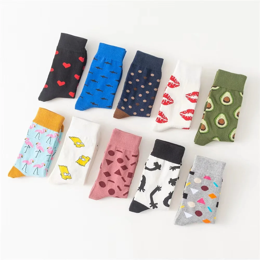 Autumn And Winter New Geometric Men Socks Fruit Women Street Socks