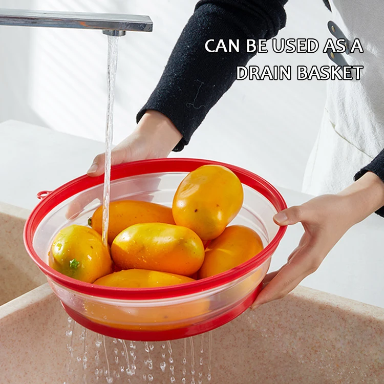 Heat resistant microwave silicone splatter guard collapsible microwave cover for food with Hook