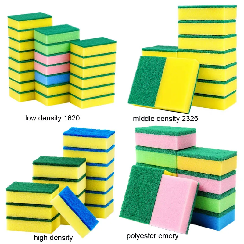 Wholesale High Density Rectangle Sponge For Washing Dishes kitchen Scrub Pad Cleaning Sponge Scrubbing Dishwashing for household