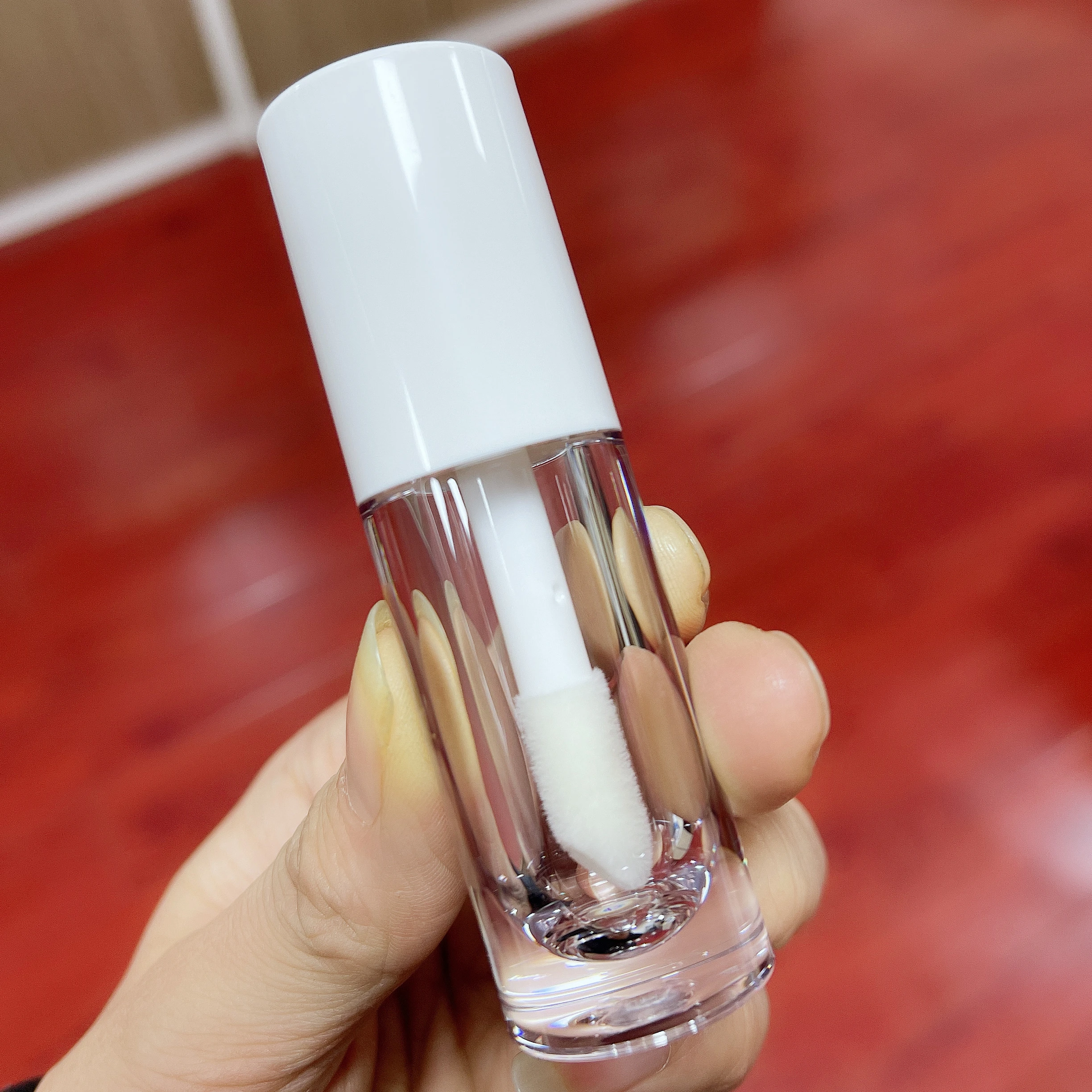 
High quality 6.5ml four colors big brush wands christmas lipgloss packaging big lip gloss tube with wand 