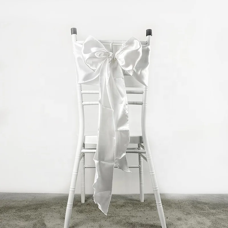 
Luxury Satin Wedding Chair Sashes White Decorative Satin Chair Bow Chair Tie 
