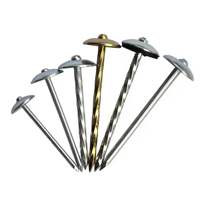Galvanized umbrella head roofing nails with washer twisted corrugated roofing nails Galvanized Twisted Shank