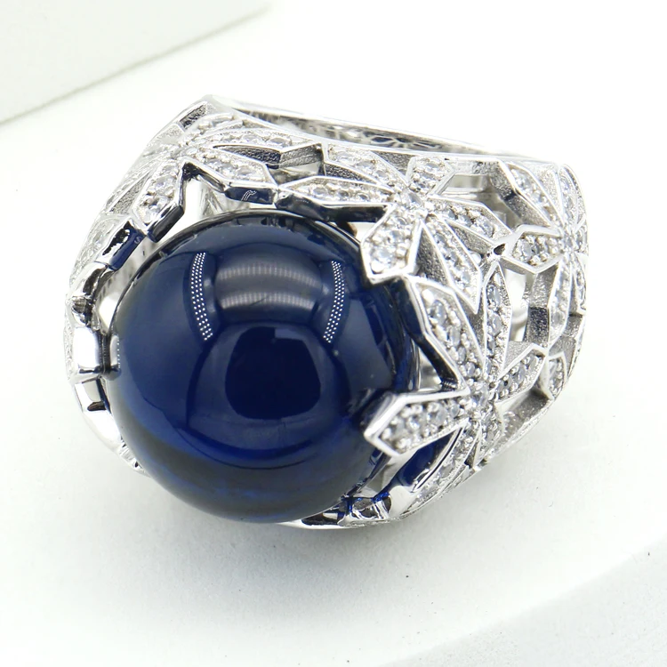 Hot sale Petaloid Star Ring Elegant Fashion Wedding S925 Silver Rings Korea Oval Zirconia Ring