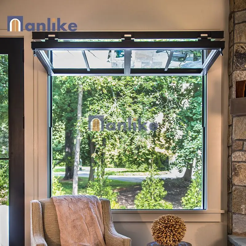 Anlike Hurricane Impact Custom Black Double Glass Fold Up Window Philippines Aluminium Bi Folding Windows