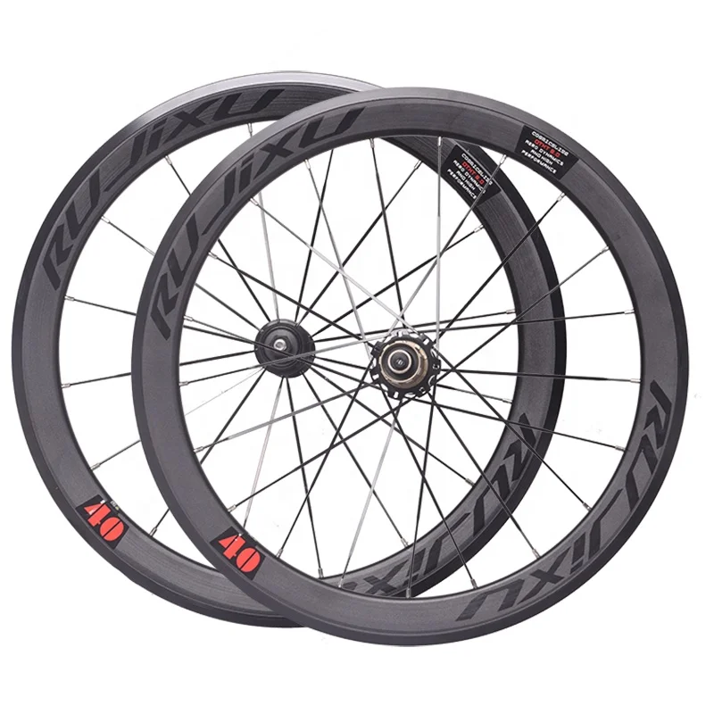 700C 20 inch 451 carbon fiber hub wheelset, foldable bicycle wheel set, open caliper V / C brake wheelset