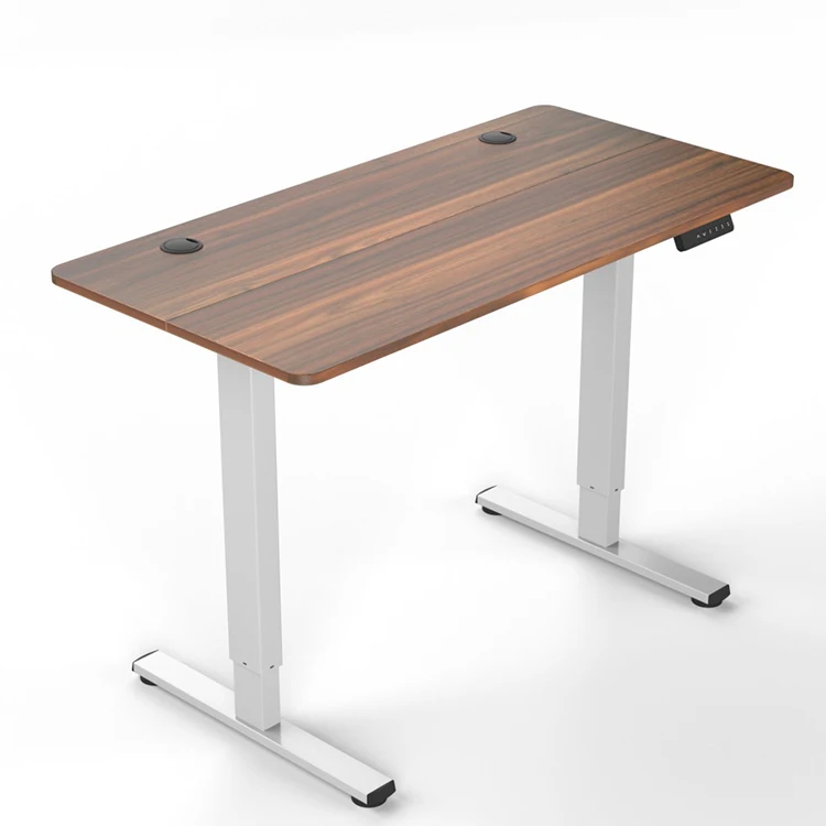 manufacture custom brown height adjustable sit stand desk wood table electric single motor uplift standing desk with metal frame